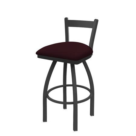 30 Low Back Swivel Bar Stool,Pewter Finish,Canter Bordeaux Seat